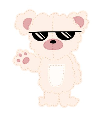 Güneş gözlüğü takan sevimli ayıcık. Moda kentsel tarzı, vektör illüstrasyonu.