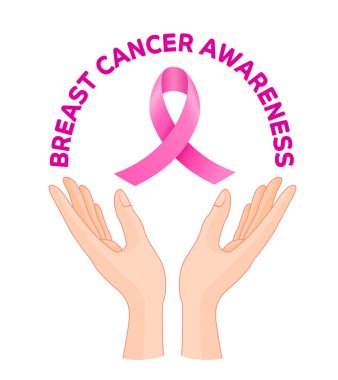 Elli pembe kurdele sembolü. Meme kanseri farkındalığı kampanyası. Vektör illüstrasyonu.