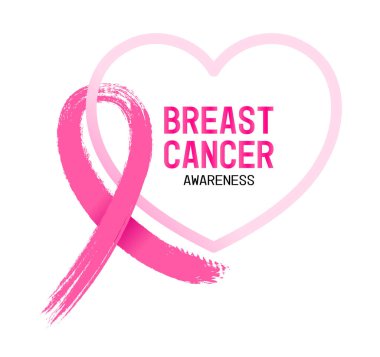 Kalp şeklinde pembe kurdele tasarımı. Meme kanseri farkındalığı kampanyası. Vektör illüstrasyonu.