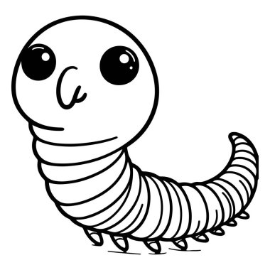 Tırtıl ya da Solucan Böceği basit vektör çizelgesi çizimi sanatı.