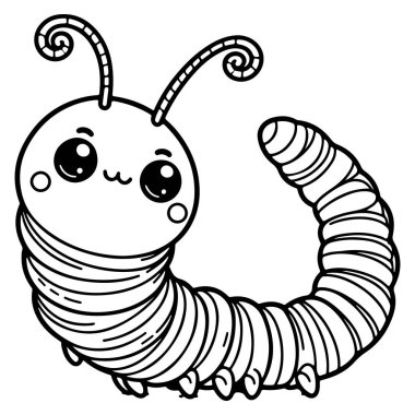 Tırtıl ya da Solucan Böceği basit vektör çizelgesi çizimi sanatı.