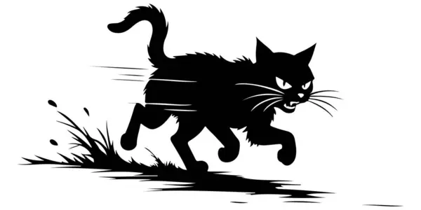 Kızgın kedi saldırısının siluet sanatı