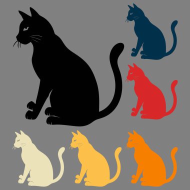 Cat shitting shape icon with various color pattern.