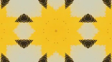 Kaleydoskopik Mandala Kanatlı Şekillerin Sarı Siluet Üzerinde Siyah Silueti