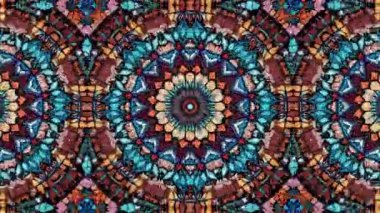 Kaleydoskopik Mozaik Mandala in Teal, Orange ve Mor Renkler