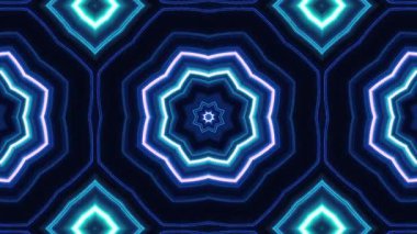 Neon Kaleydoskop: Parlayan Mavi ve Mor Çiçek Mandala