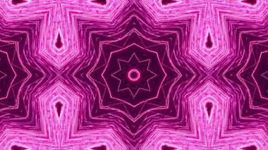 Parlayan Çizgiler ve Geometrik Desenlerle Pembe Neon Sekizgen Kaleydoskop