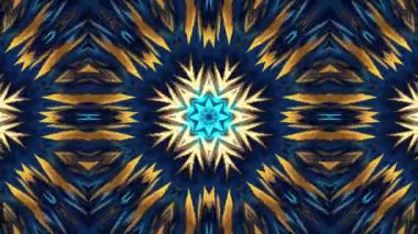 Derin Mavi, Altın ve Turkuaz 'da soyut Kaleydoskopik Yıldız Patlaması Deseni