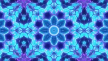 Neon Geometrik Kaleydoskop: Canlı Cyan ve Mor Altıgen Desen