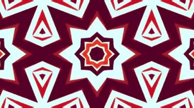 Kırmızı, Beyaz ve Turuncu Geometrik Şekillerle Soyut Kaleydoskopik Desen