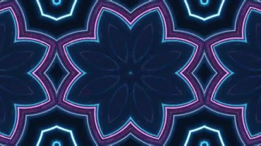 Neon Dairesel Kaleydoskop: Canlı Pembe, Mavi ve Mor Parlayan Yüzükler