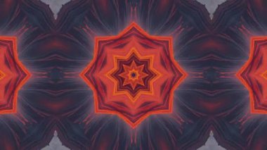 Ateşli Turuncu ve Gri Renkli Soyut Kaleydoskopik Desen