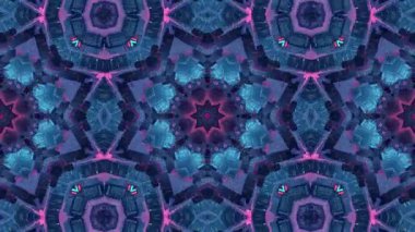 Neon Aksanlı ve Tekrarlayan Desenli Kaleydoskopik Siber-punk Şehir