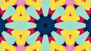 Kaleydoskopik Geometrik Mandala in Pink, Teal, and Dark Blue