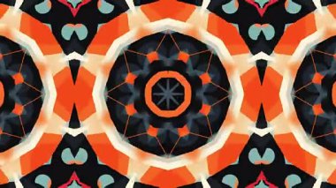 Orange, Teal ve Siyah Geometrik Şekillerle Soyut Kaleydoskopik Desen