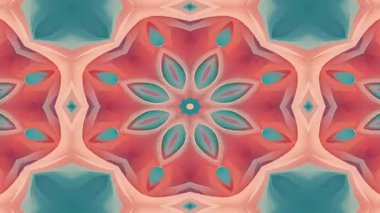 Mercan, Şeftali ve Teal Renkli Soyut Kaleydoskopik Mandala