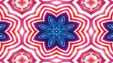 Geometrik desenli Neon Mor ve Mavi Kaleydoskopik Mandala