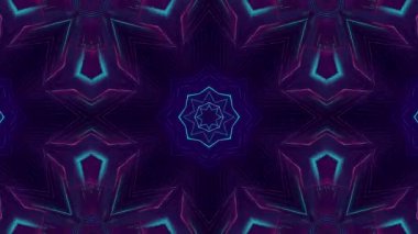 Neon Şehir Manzarası Kaleydoskop: Fütürist bir şehrin yer aldığı canlı, simetrik bir dijital sanat eseri