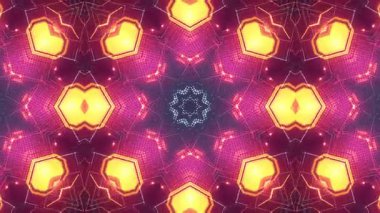 Parlayan Neon Devre Panosu Altıgen Kaleydoskop Deseni