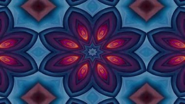 Sıcak ve serin tonlarda haçlı ve çiçek motifli soyut Kaleydoskopik Desen