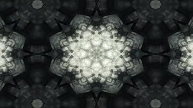 Geometrik, mimari yapının soyut gri ölçekli kaleydoskopik görüntüsü