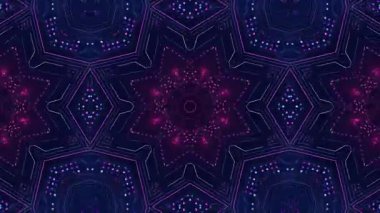 Neon Işıklı Soyut Mor ve Siyah Kaleydoskopik Geometrik Desen
