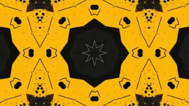 Orange, Yellow ve Black Geometric Şekillerle Soyut Kaleydoskopik Desen