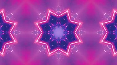 Neon Pembesi ve Mavi Üçgen Kaleydoskop Deseni