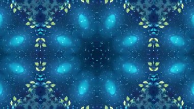 Parlayan Sarı Yapraklar Koyu Mavi Gece Gökyüzünde Kaleydoskop Kalıbı