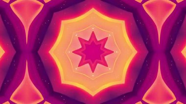 Pembe, Turuncu ve Mor Renkli Simetrik Kaleydoskopik Desen