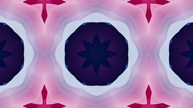 Mor ve Mavi Çiçek Motifli Soyut Kaleydoskopik Desen