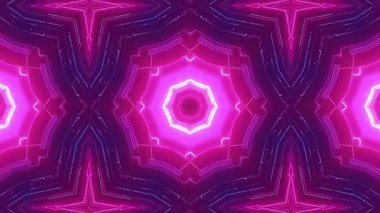 Neon Kaleydoskop: Geometrik Detaylı Pembe ve Mavi Yıldız Patlaması Deseni