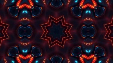 Mavi Neon Işıkları ve Karanlık Metal 'in Soyut Kaleydoskopik Deseni