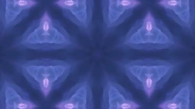 Soyut mor ve mavi desenlerin kaleydoskopik dizilimini gösteren büyüleyici bir video. Tasarımlar değişiyor ve gelişiyor, hipnotik görsel bir deneyim yaratıyor..