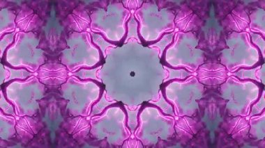 Parlayan mor ağaçların ve kozmik tasarımların kaleydoskopik desenlerini gösteren büyüleyici bir video. Kalıplar değişiyor ve şekil değiştiriyor, dinamik bir görsel deneyim yaratıyor..