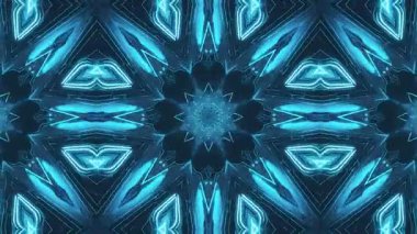 Neon mavi geometrik şekillerden oluşan bir kaleydoskop içeren büyüleyici bir video dinamik ve evrimleşen desenler yaratıyor. Animasyon gösterileri karmaşık tasarımlar.