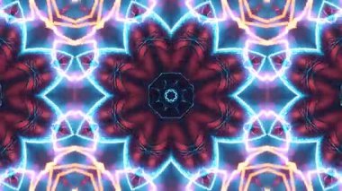Geometrik şekillerin ve neon ışık desenlerinin kaleydoskopunu gösteren dinamik video büyüleyici ve soyut bir görsel deneyim yaratıyor..