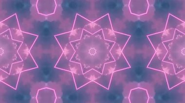 Parlayan geometrik şekiller ve ruhani bulut benzeri oluşumlarla kaleydoskopik desenler içeren büyüleyici bir video. Renkler değişiyor ve şekil değiştiriyor.