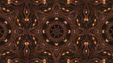 Canlandırılmış kaleydoskop deseni parıldayan altın devreler, büyüleyici bir mandala etkisi yaratıyor..