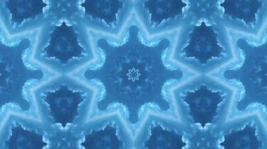 Mavi bulutların kaleydoskopik desenini gösteren büyüleyici bir video dinamik bir mandala yaratıyor..