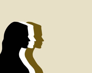 Farklı renklerde kadın siluetlerinin minimalist vektör çizimi, çeşitliliği, birliği ve güçlendirmeyi sembolize ediyor. Kadın Günü kampanyası, feminizm ve eşitlik temaları için mükemmel