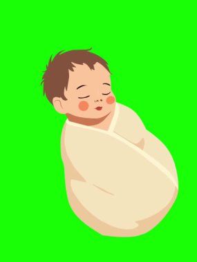 Kundakta uyuyan bir bebeğin yeşil arka planda soldan sağa yavaşça hareket ettiği animasyon. Ebeveynlik içeriği, çocuk eğitimi ve bebek temalı videolar için ideal.