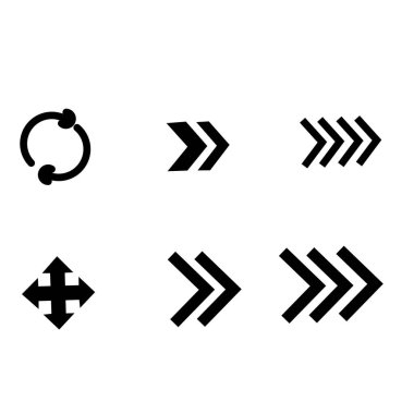 4 vektör ok simgesi kümesi. Beyaz arkaplanda izole edilmiş biçim.