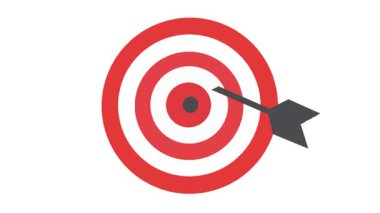 Ortaya ok saplanan animasyon bir hedef. İş hedefleri, doğruluk, strateji, performans ve başarı temaları için harika.