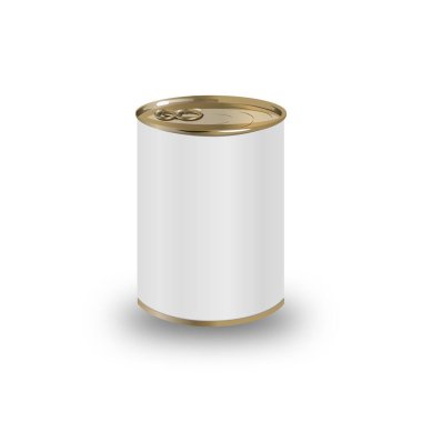 boş folyo kapaklı teneke kutu, beyaz arkaplanda izole edilmiş, vektör illüstrasyonu
