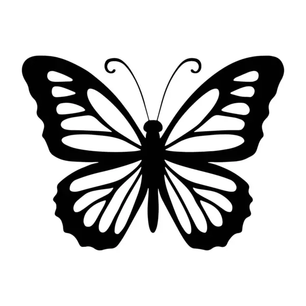 Zarif Kelebek Siluet Simgeleri. Vektör Resimleri.