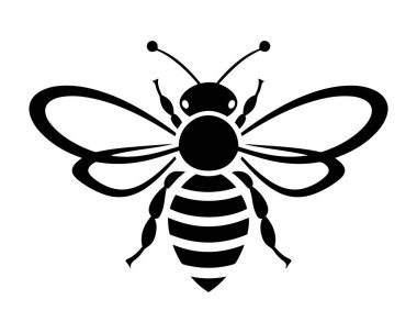 Şirin arı silueti. Vektör çizimi. beyaz arkaplan.