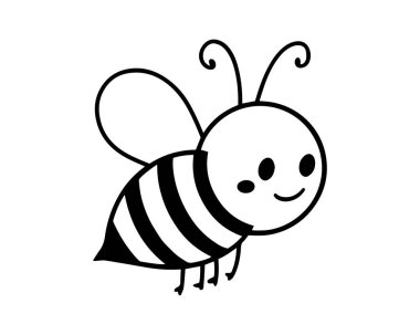 Şirin arı silueti. Vektör çizimi. beyaz arkaplan.