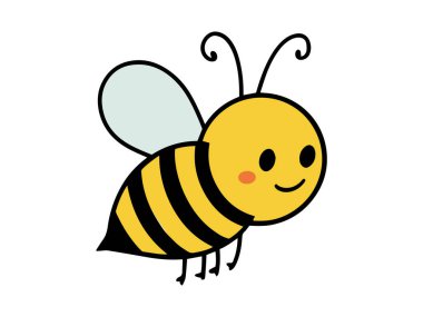 Şirin arı silueti. Vektör çizimi. beyaz arkaplan.