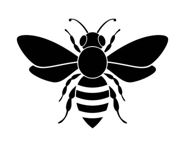 Şirin arı silueti. Vektör çizimi. beyaz arkaplan.